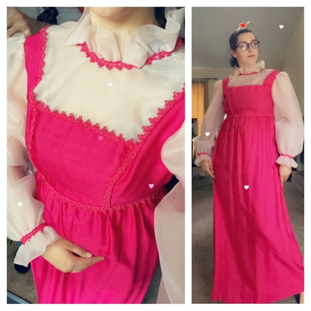 70s lorrie Deb pink prairie maxi dress